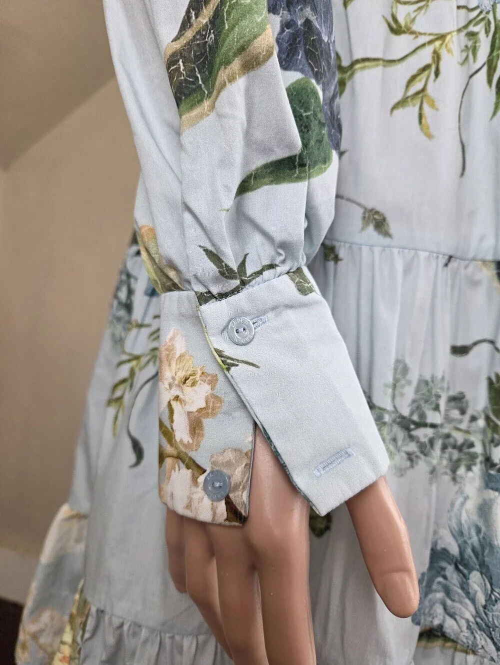 ERDEM‎ Abilene Floral Cotton Poplin Tiered Mini Shirt Dress Estimated Small